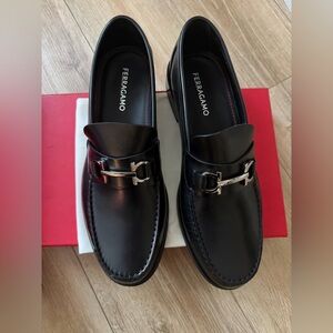 Salvatore Ferragamo Black Leather Slip-On Loafers Brand new